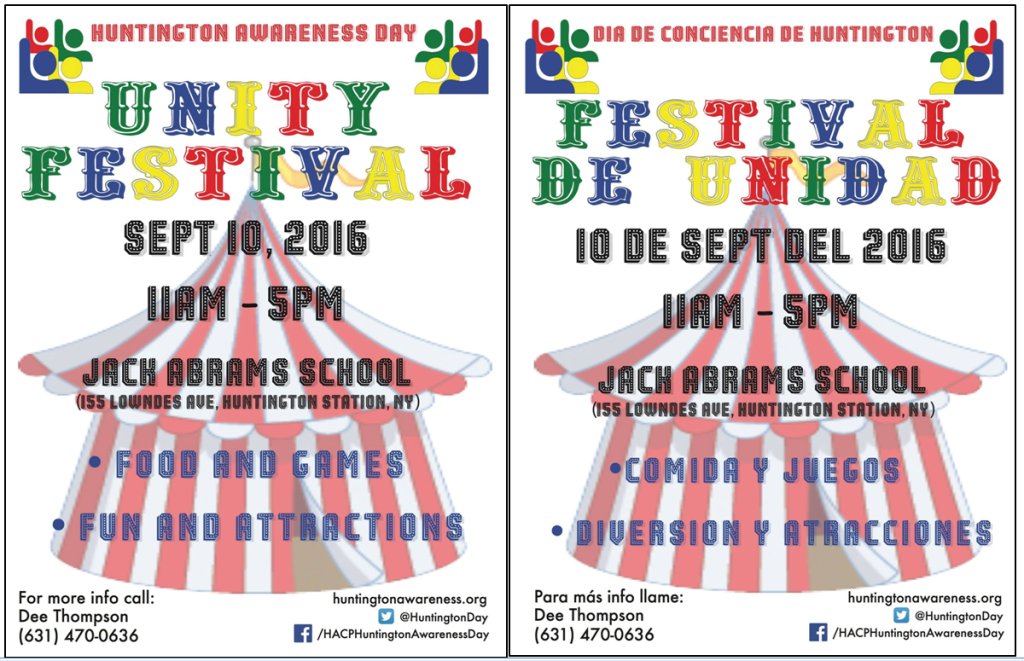 Huntington Awareness Day 2016 - Unity Festival Día de conciencia Huntington - Festival de Unidad
